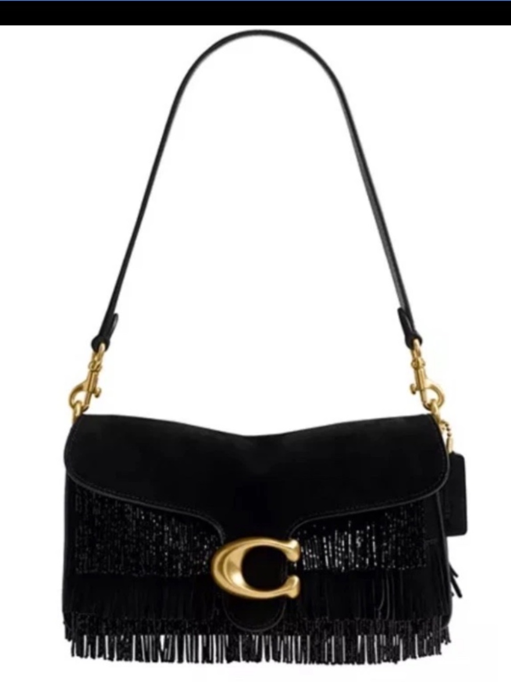 Sale !!! Coach Crystal Beaded Fringe Black Suede Tabby NWT - Picture 11 of 12